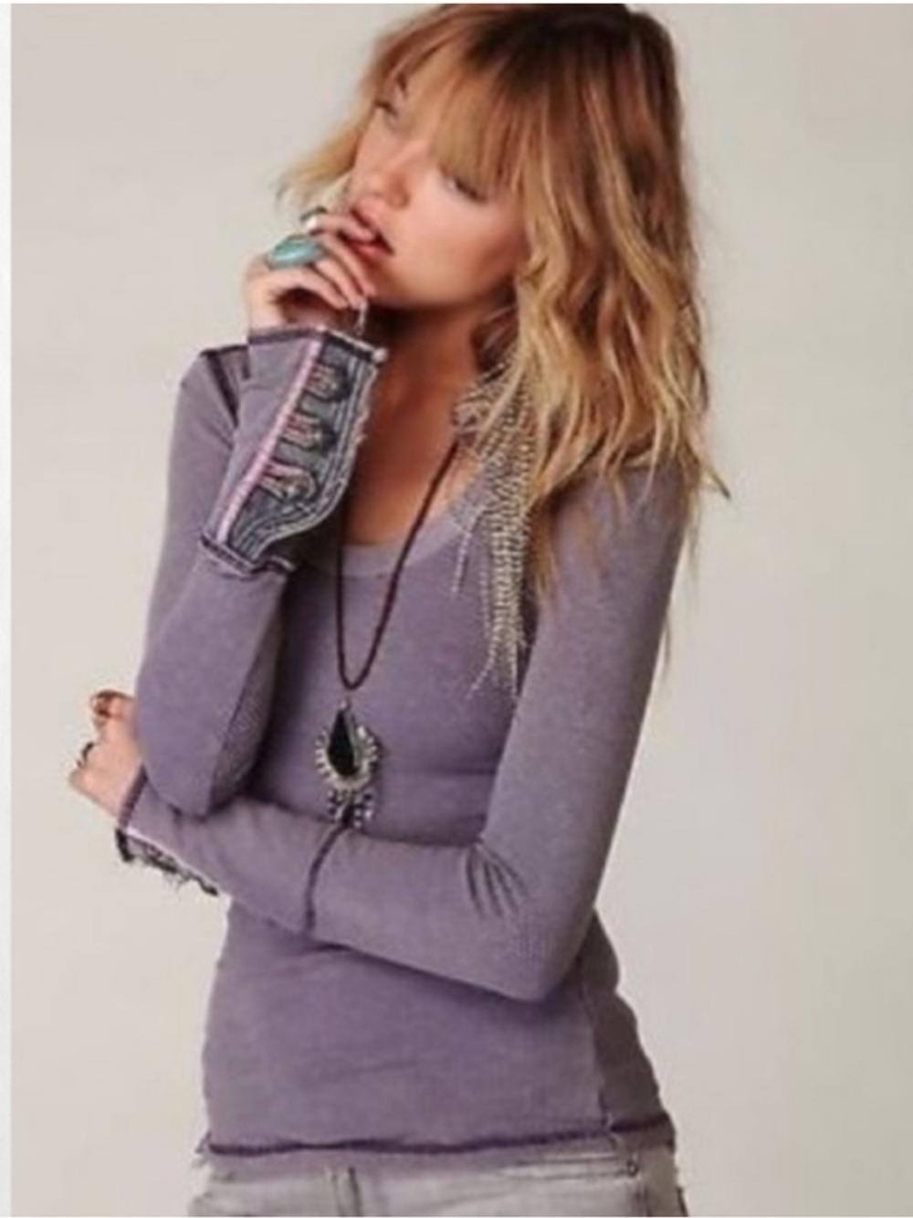 RARE Free People Moto Cuff Thermal Purple Sz M